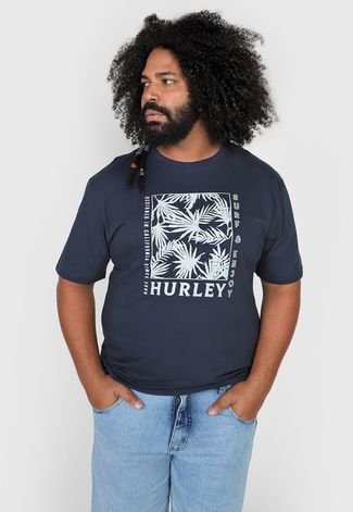 Camiseta Plus Size Hurley Frond Bomb Over Azul-Marinho