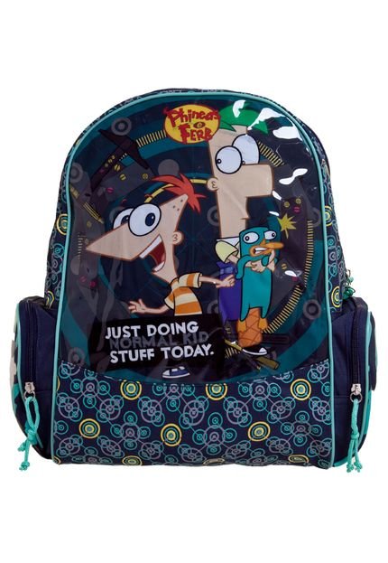 Mochila Phineas e Ferb Just Doing Azul - Marca Phineas e Ferb