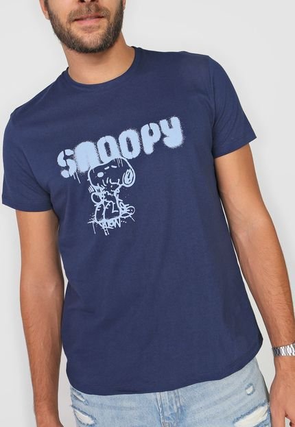 Camiseta Snoopy Estampada Azul-Marinho - Marca Snoopy