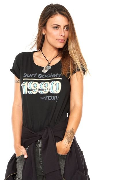 Camiseta Roxy Vintage Surf Society Preta - Marca Roxy