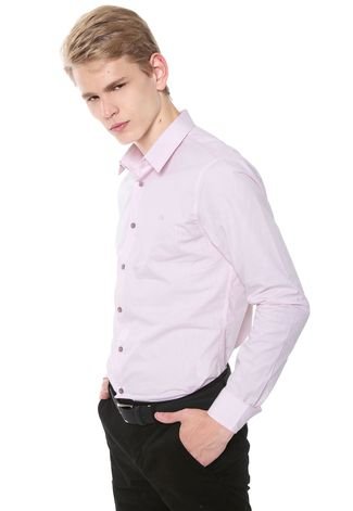 Camisa Calvin Klein Slim Padronagem Rosa