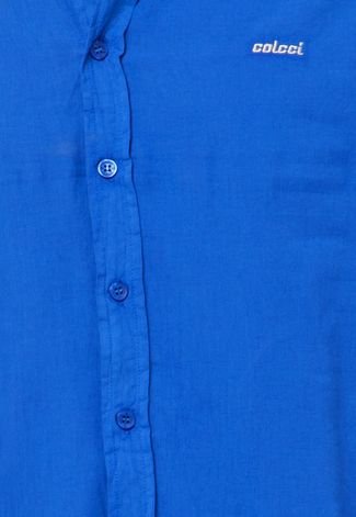 Camisa Colcci Slim Bordado Azul