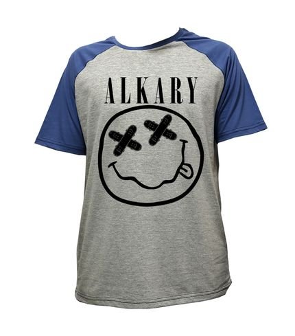 Camiseta Alkary Raglan Manga Curta Nirvana Mescla e Azul - Marca Alkary