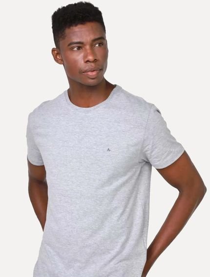 Camiseta Aramis Masculina Malha Fio a Fio Cinza Mescla - Marca Aramis