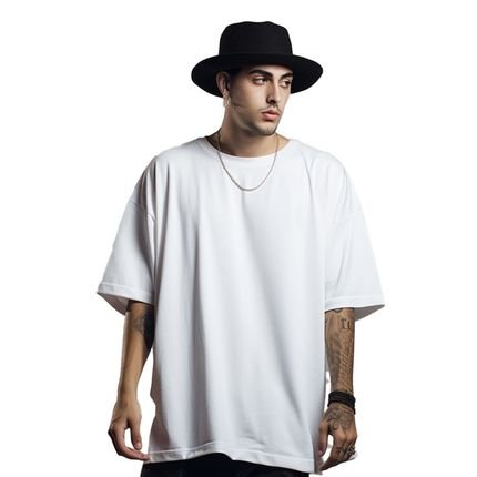 Camiseta Branca Oversized Plus Size Masculino de Verão larga - Marca CFAstore