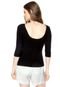 Blusa Lunender Canelada Preta - Marca Lunender