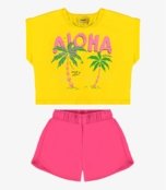 Conjunto Infantil Feminino Aloha Rovi Kids Amarelo - Marca Rovitex Kids