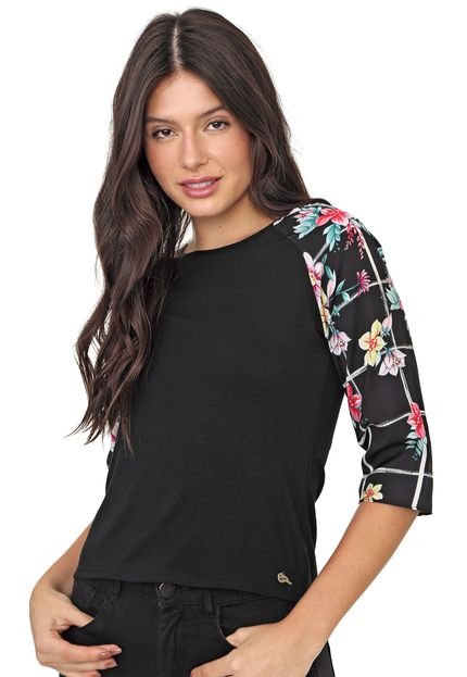 Blusa Enfim Floral Preta - Marca Enfim