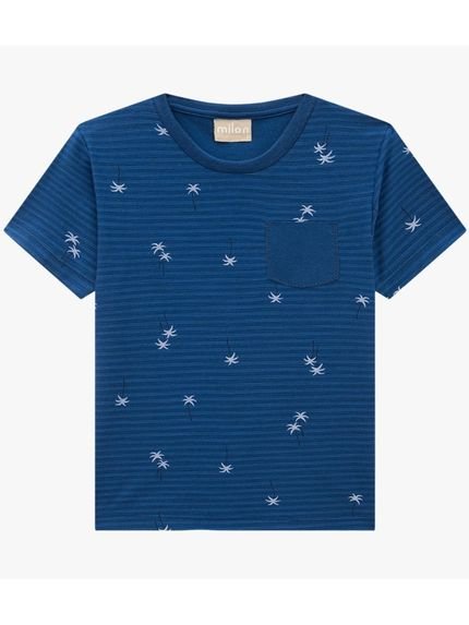 Camiseta Infantil Menino Milon Meia Malha Azul - Marca Milon
