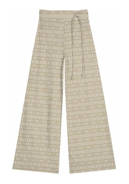 Calça Pantalona Estampada em Linho com Cinto - Marca Lez a Lez