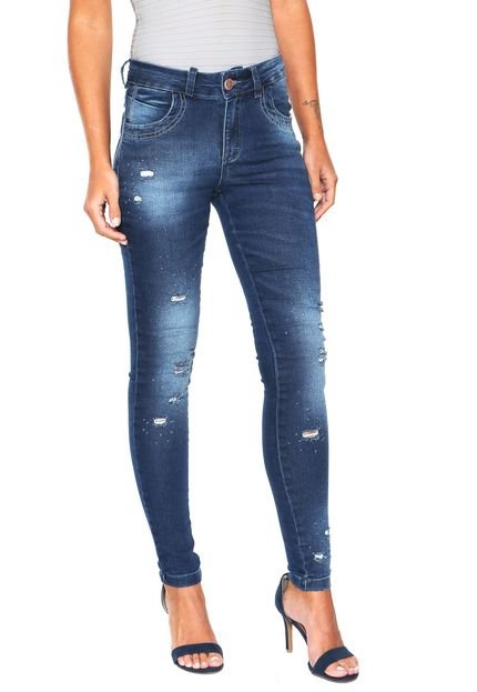 Calça Jeans Uber Jeans Skinny Rasgos Azul - Marca U Uberjeans