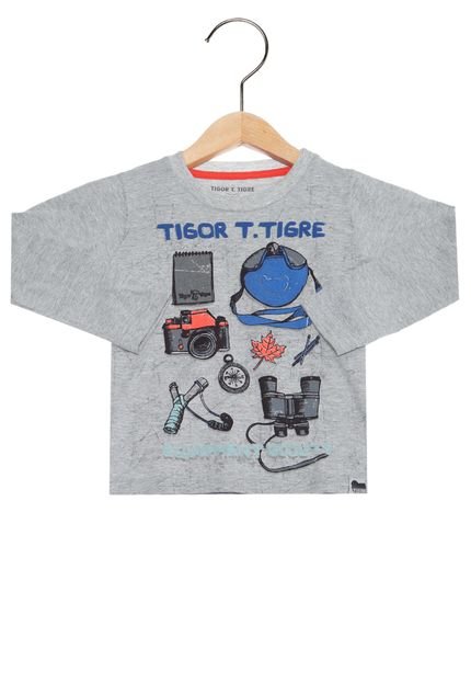 Camiseta Tigre T. Tigor Infantil Manga Longa Cinza - Marca Tigor T. Tigre