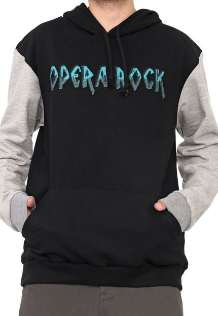 Moletom Flanelado Fechado Opera Rock Logo Preto - Marca Opera Rock