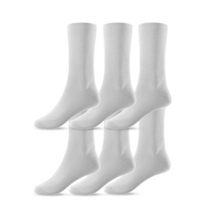 Kit 6 Pares de Meias Cano Alto Unissex Branco - Marca Life