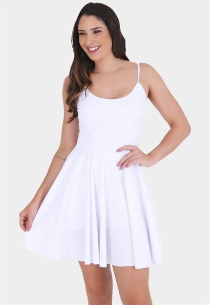 Vestido Feminino Ribana Godê Branco - Marca Click Mais Bonita