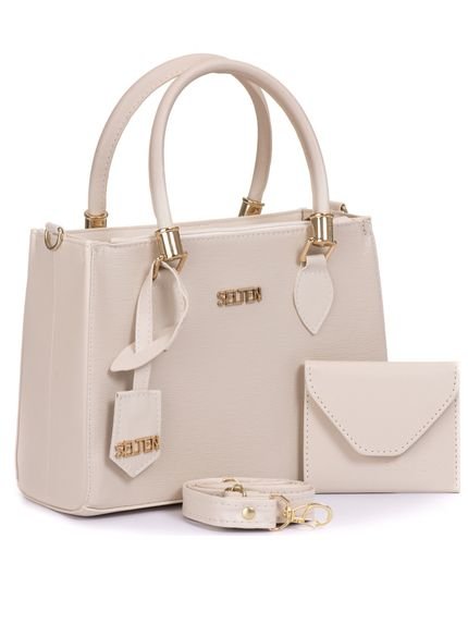 Bolsa Feminina Transversal E Carteira Mine Creme Selten - Marca Selten