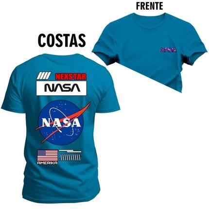 Camiseta Plus Size Unissex T-Shirt Premium Amerika Frente Costas - Azul - Marca Nexstar