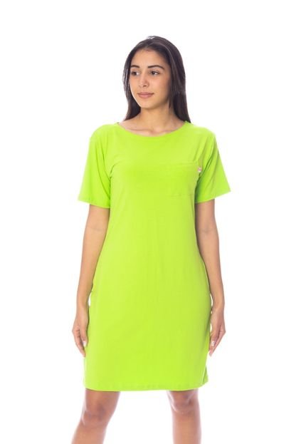 Vestido Moda Vício Camiseta Com Bolso Verde Lima - Marca Moda Vício