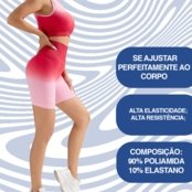 Shorts Feminino Cintura Alta Sem Costura e Flexível  Rosa e Azul - Marca Importado