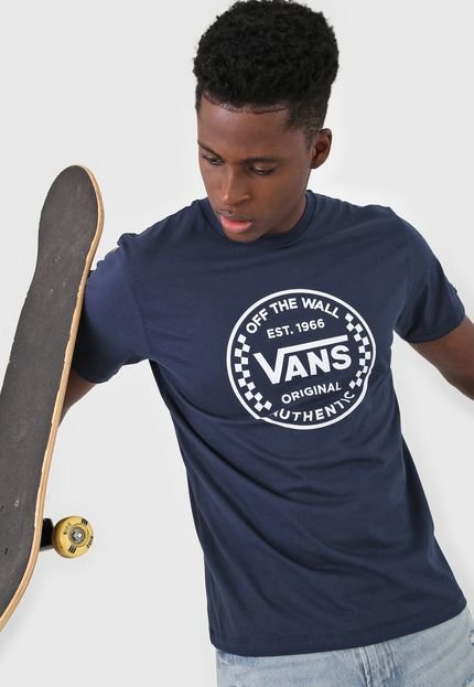 Camiseta Vans Authentic Checker Ss Azul-Marinho - Marca Vans