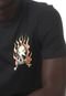 Camiseta Ed Hardy Flaming Skull Back Signature Preta - Marca Ed Hardy