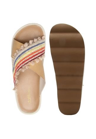 Tamanco Dafiti Shoes Tiras Bege - Compre Agora