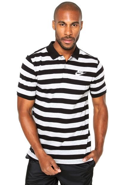 Camisa Polo Nike Sportswear PQ Striped BLD Match Up CInza - Marca Nike Sportswear