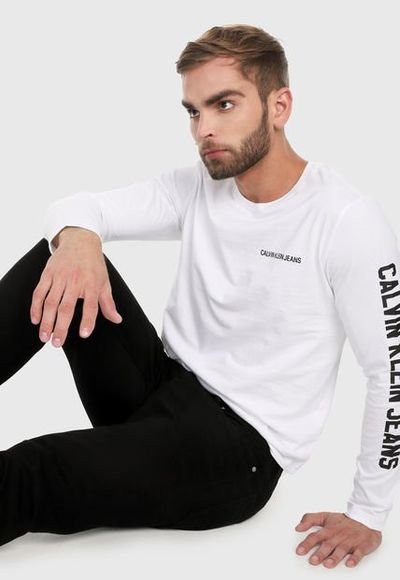 Acumulativo Con otras bandas Hábil Camiseta Manga Larga Blanco-Verde Calvin Klein - Compra Ahora | Dafiti  Colombia