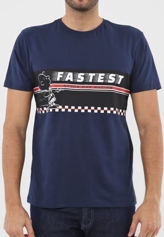 Camiseta Snoopy Fastest Azul-Marinho
