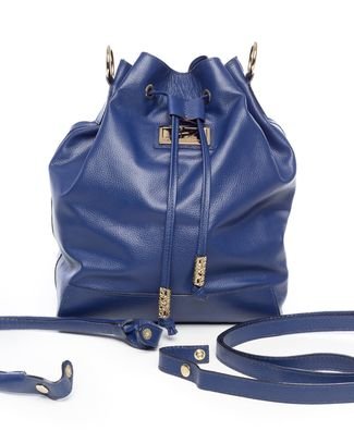 Bolsa Saco de Couro Andrea Vinci Suzy Azul