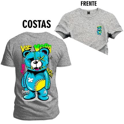Camiseta Plus Size Unissex Algodão Estampada Kof Kopa Frente Costas - Cinza - Marca Nexstar