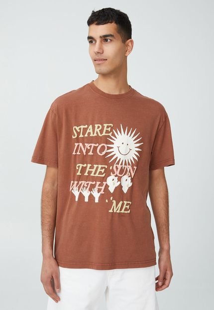 Camiseta Cotton On Stare Into The Sun Marrom - Marca Cotton On