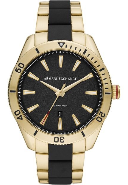 Relógio Armani Exchange Analógico Com Data Dourado Redondo - Ax1825/1Dn - Marca Armani Exchange