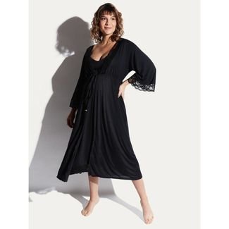 Robe Curto Manga Longa Micromodal New Maternity Preto