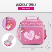 Kit Lancheira Térmica, Pote Marmita 400ml e Garrafa 460ml Infantil PICCOLINO Pink - Marca Jacki Design