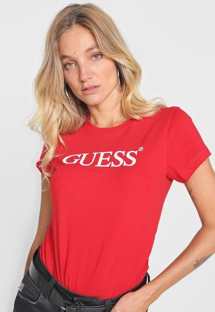 Blusa Guess Lettering Vermelha - Marca Guess
