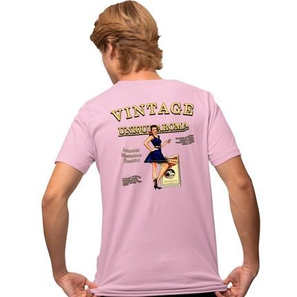 Camisa Camiseta Genuine Grit Masculina Estampada Algodão 30.1 Vintage - P - Rosa Bebe - Marca Genuine