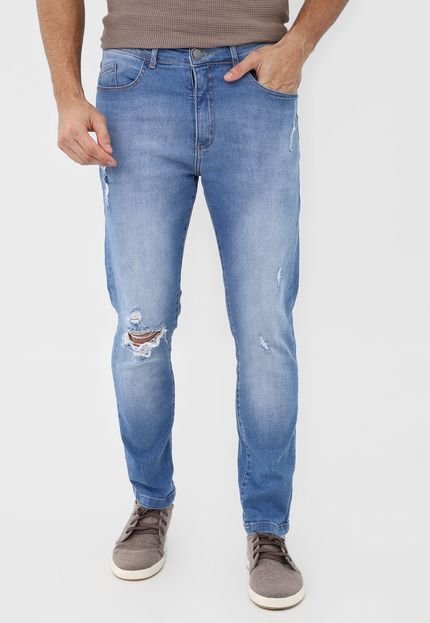 Calça Jeans Hering Slim Destroyed Azul - Marca Hering