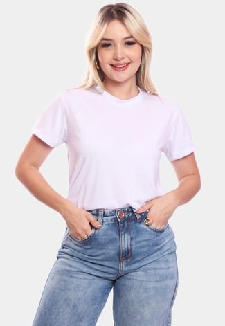 Tshirt Blusa Feminina Lisa Estampada Manga Curta Camiseta Camisa Branco
