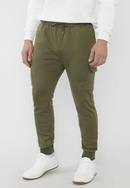 Pantalón De Buzo Jogger Cargo Verde Militar - Hombre Corona