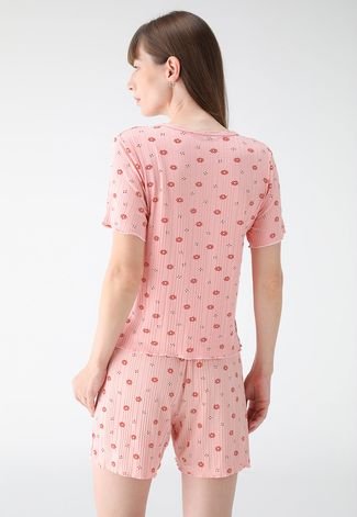 Pijama Malwee Curto Estampado Rosa