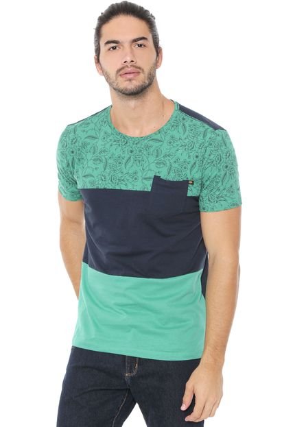 Camiseta Sideway Floral Verde/Azul-marinho - Marca Sideway