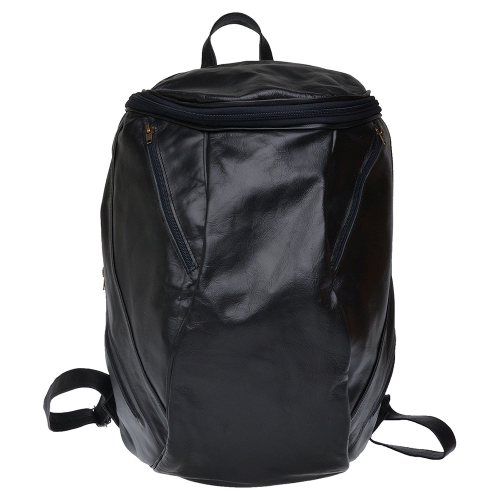 Mochila masculina pmt couro preto com zíper superior MOC03_P - Marca Malbork