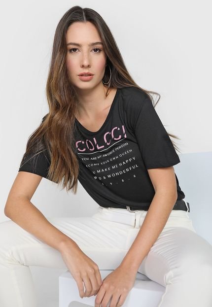 Camiseta Colcci Lettering Preta - Marca Colcci