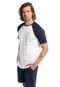 Camiseta Masculina Raglan Branco com Azul Marinho - Marca Di Nuevo