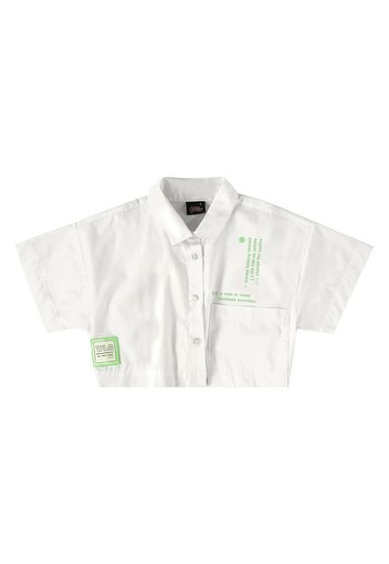 Camisa Cropped Juvenil em Tricoline Gloss Branco - Marca Gloss