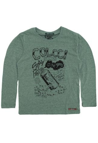 Camiseta Colcci Fun Menino Escrita Verde