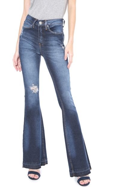 Calça Jeans Calvin Klein Jeans Flare Destroyed Azul - Marca Calvin Klein Jeans