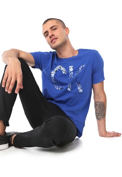 Camiseta Calvin Klein Jeans Estampada Azul - Marca Calvin Klein Jeans