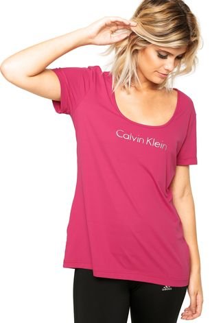 Camiseta Manga Curta Calvin Klein Estampa Rosa